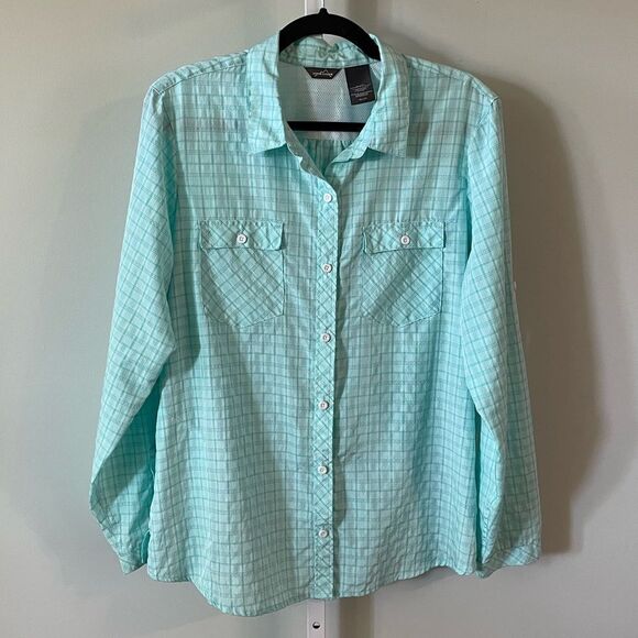 Eddie Bauer Teal Button Down Long Sleeve Top - Picture 1 of 4